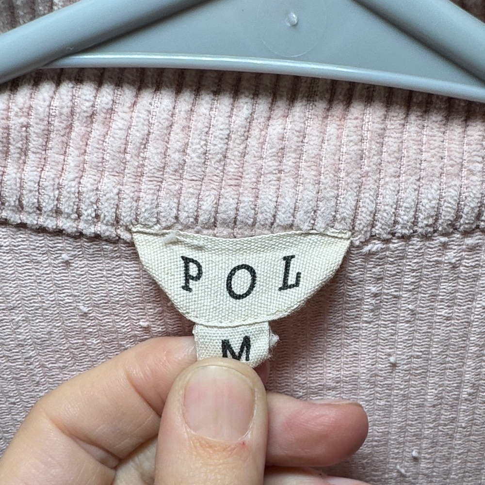 POL Colorblock Corduroy Button-Up Shirt / Jacket pink gray - Picture 2 of 8